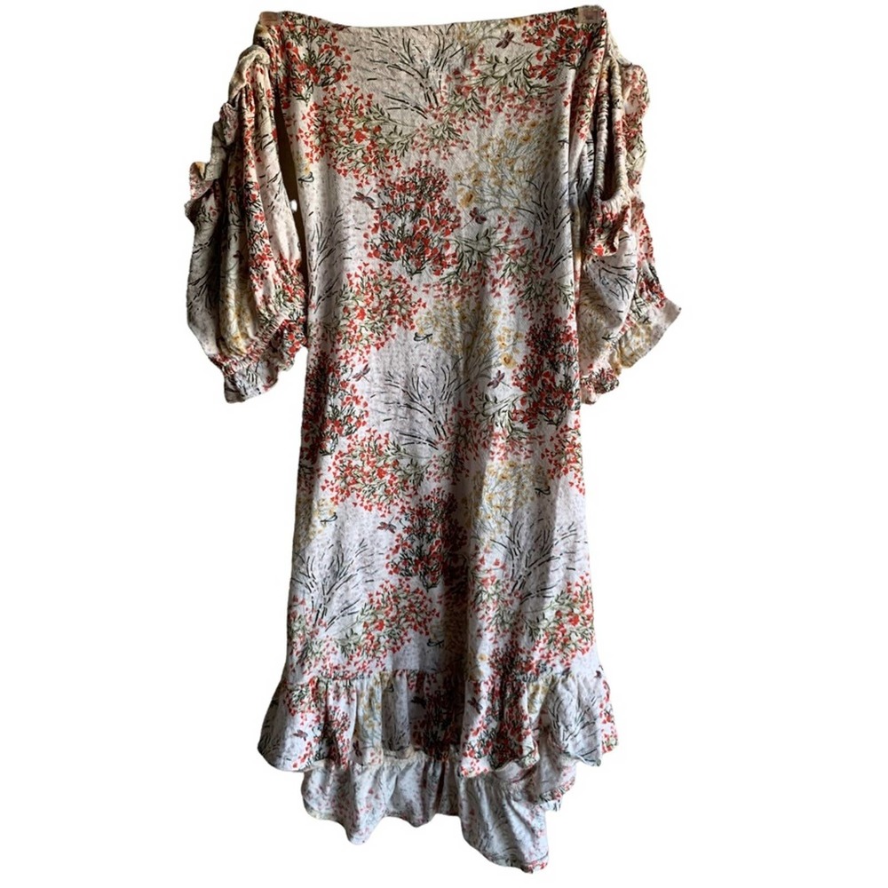 ASOS Off the Shoulder Ruffle Floral Ruched Mini Dress Size 4 - Picture 2 of 6
